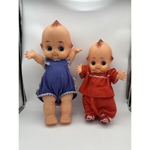 Vintage 1960's Giant KEWPIE Vinyl Dolls 24" & 20"Made in Japan Big Eyes set Of 2